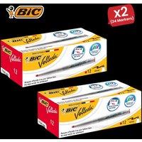 Bic Velleda 1741 Whiteboard Drywipe Markers Red - Box of 12 - 2 Packs