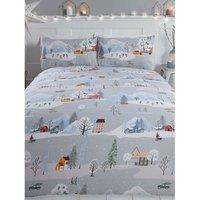 Rapport Winter Town Christmas Duvet Cover Set in Grey | Size: Single