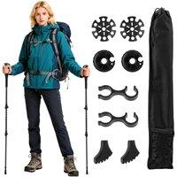Costway 2 Packs Aluminum Trekking Poles Retractable Hiking Poles Walking Stick in Black