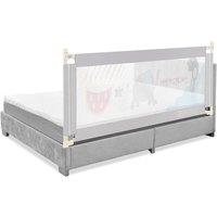 Costway Single Toddler Bed Guard Height Adjustable Baby Bed Rail With Safety lock in Light Grey