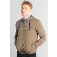 Enorsia Men's Heavy Jersey Zip Through Hoodie in Khaki | Size: Small