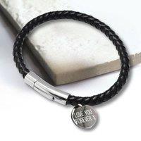 Aye Do Gifts Personalised Men's Black Leather Rope Bracelet | Size: 21 cm