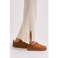 Dorothy Perkins Women's Pamela Cozy Faux Suede Fur Trim Boots in Chestnut | Size: 4