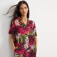 Lands' End Women's Printed Camp Shirt in Burgundy | Size: 20
