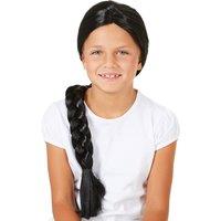 tectake Women's Children's Long Plait Wig in Black