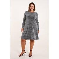 Blue Vanilla Women's Curve Lurex Swing Dress in Silver | Size: 22-24