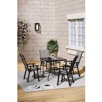 Living and Home 4-Seater Outdoor Garden Dining Table and Chairs Set in Black