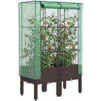 Berkfield Home Raised Bed with Greenhouse Cover Rattan Look 80x40x140 cm in Brown | Size: 80 x 40 x 140 cm