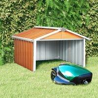 Berkfield Home Garden Robot Lawnmower Shed 92x97x63 cm Galvanised Steel Brown | Size: 92 x 97 x 63 cm