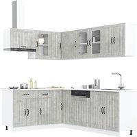Berkfield Home 11 Piece Kitchen Cabinet Set Lucca Concrete Grey Engineered Wood