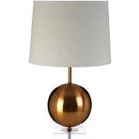 Orsina Gold Sphere Table Lamp, Luxe Gold Iron With Crystal Glass Base, White Linen Shade Orb Lamp For Living Room