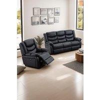 More4Homes Seattle Electric Recliner Bonded Leather 1+3 Seater Sofa Set in Black