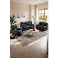 More4Homes Seattle Electric Recliner Bonded Leather 1+2+3 Seater Sofa Set in Black