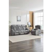 More4Homes Caesar 1+3 Seater Grey Technology Fabric Modern Electric Recliner Sofa Set