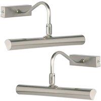 Loops 2 PACK LED Picture Wall Light 2.5W Warm White Satin Chrome Over Head Down Lamp