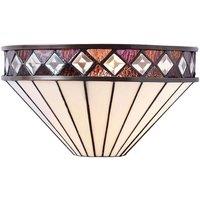 Loops Tiffany Glass Wall Light Rich Cream & Diamond Trim Shade Interior Sconce i00247 in Clear