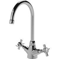 Balterley Traditional Kitchen Sink Mono Mixer Tap - Chrome Crosshead Handles in Silver