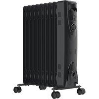 MYLEK Electric Oil Filled Heater Radiator with Adjustable Thermostat 2kW in Black