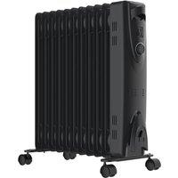MYLEK Electric Oil Filled Heater Radiator with Adjustable Thermostat 2.5kW in Black