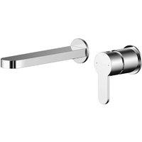 Balterley Pride Round Wall Mount 2 Tap Hole Bathroom Basin Mixer Tap - Chrome in Silver