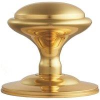 Loops Round Victorian Centre Door Knob Polished Brass 85mm Rose Outdoor Handle in Metallics