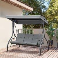 OUTSUNNY 3 Seater Canopy Swing Chair Porch Hammock Bed Rocking Bench in Dark Grey