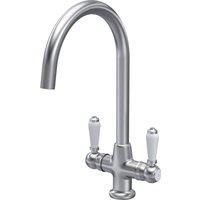 Balterley Traditional Kitchen Sink Mono Mixer Tap, Brushed Nickel White Lever in Metallics