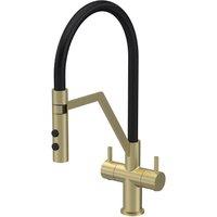 Balterley Rana Kitchen Mono Mixer Tap Dual Lever Brushed Brass in Metallics