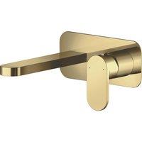 Balterley Current Round Wall Mounted 2 Tap Hole Basin Mixer Tap - Brushed Brass in Gold