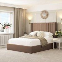 Bed Choices Madison Upholstered Bed Frame with 54 Headboard, Chelsea Mattress & Ottoman Storage in Taupe | Size: King