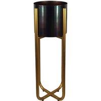 Leaf Tall Gold Stand with Black Metal Planter 62cm x 18cm | Size: 62 cm x 18 cm