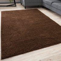 THE RUGS Brown Plain Soft High Pile Shaggy Rugs & Runners Living Room | Size: 80 cm x 300 cm