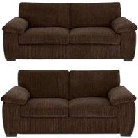 Bliss Furniture Jumbo Cord 3+2 Seater Sofa Set with Soft Fabric in Brown Colour | Size: 5 Pack