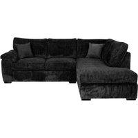 Bliss Furniture Jumbo Cord L Shape 4 Seater Right Hand Corner Sofa in Black Colour | Size: 4 Person
