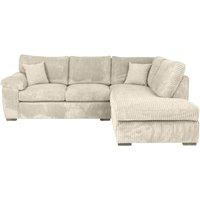 Bliss Furniture Jumbo Cord L Shape 4 Seater Right Hand Corner Sofa in Cream | Size: 4 Person