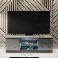 Creative Furniture Aura TV Unit 120cm - Dark Grey with Gloss Doors & LED Lights