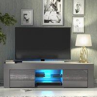 Creative Furniture Loom TV Unit 130cm - Dark Grey with Gloss Doors & LED Lights