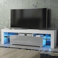 Mex Furniture LTD TV Unit Aria 160cm - White & Grey Gloss Doors & LED Lights