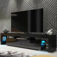 Mex Furniture LTD TV Unit Nova 200cm - Black with Gloss Doors & LED Lights