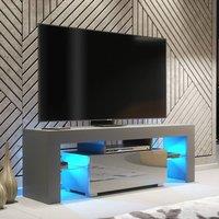 Mex Furniture LTD TV Unit Floe 130cm - Dark Grey with Gloss Doors & LED Lights