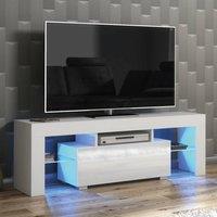 Mex Furniture LTD TV Unit Floe 130cm - White with Gloss Doors & LED Lights