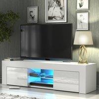 Mex Furniture LTD TV Unit Loom 130cm - White with Gloss Doors & LED Lights