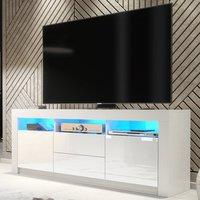 Mex Furniture LTD TV Unit Shine 160cm - White with Gloss Doors & LED Lights