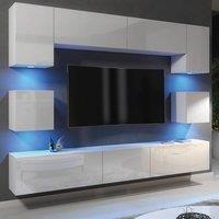 Mex Furniture LTD Wall TV Unit Panorama - White with Gloss Doors & LED Lights