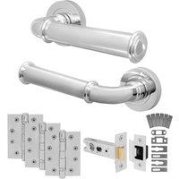 AFIT Chrome Fire Door Handle Latch Set Polished Chrome Internal Latch Hinge in Silver | Size: 150mm x 150mm