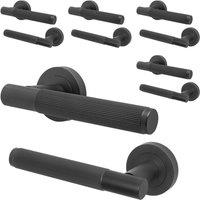 AFIT Black Door Handle Matt Black Internal Lever On Rose Door Handle 5 Pack | Size: 150mm x 150mm