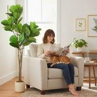 HOMCOM 150cm Artificial Fiddle Leaf Fig Tree, Realistic Fake Plant, Green