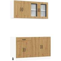 Berkfield Home 4 Piece Kitchen Cabinet Set Kalmar Artisan Oak Engineered Wood in Brown
