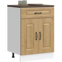 Berkfield Home Kitchen Base Cabinet Kalmar Artisan Oak Engineered Wood in Brown