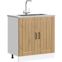 Berkfield Home Sink Base Cabinet Lucca Artisan Oak Engineered Wood in Brown